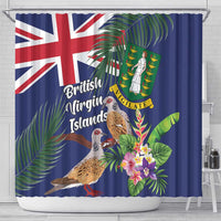 British Virgin Islands Shower Curtain Two Turtle Doves Tropical Flowers