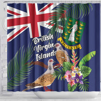 British Virgin Islands Shower Curtain Two Turtle Doves Tropical Flowers