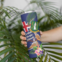 Personalised British Virgin Islands Skinny Tumbler Two Turtle Doves Tropical Flowers
