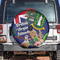 British Virgin Islands Spare Tire Cover Two Turtle Doves Tropical Flowers