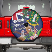 British Virgin Islands Spare Tire Cover Two Turtle Doves Tropical Flowers