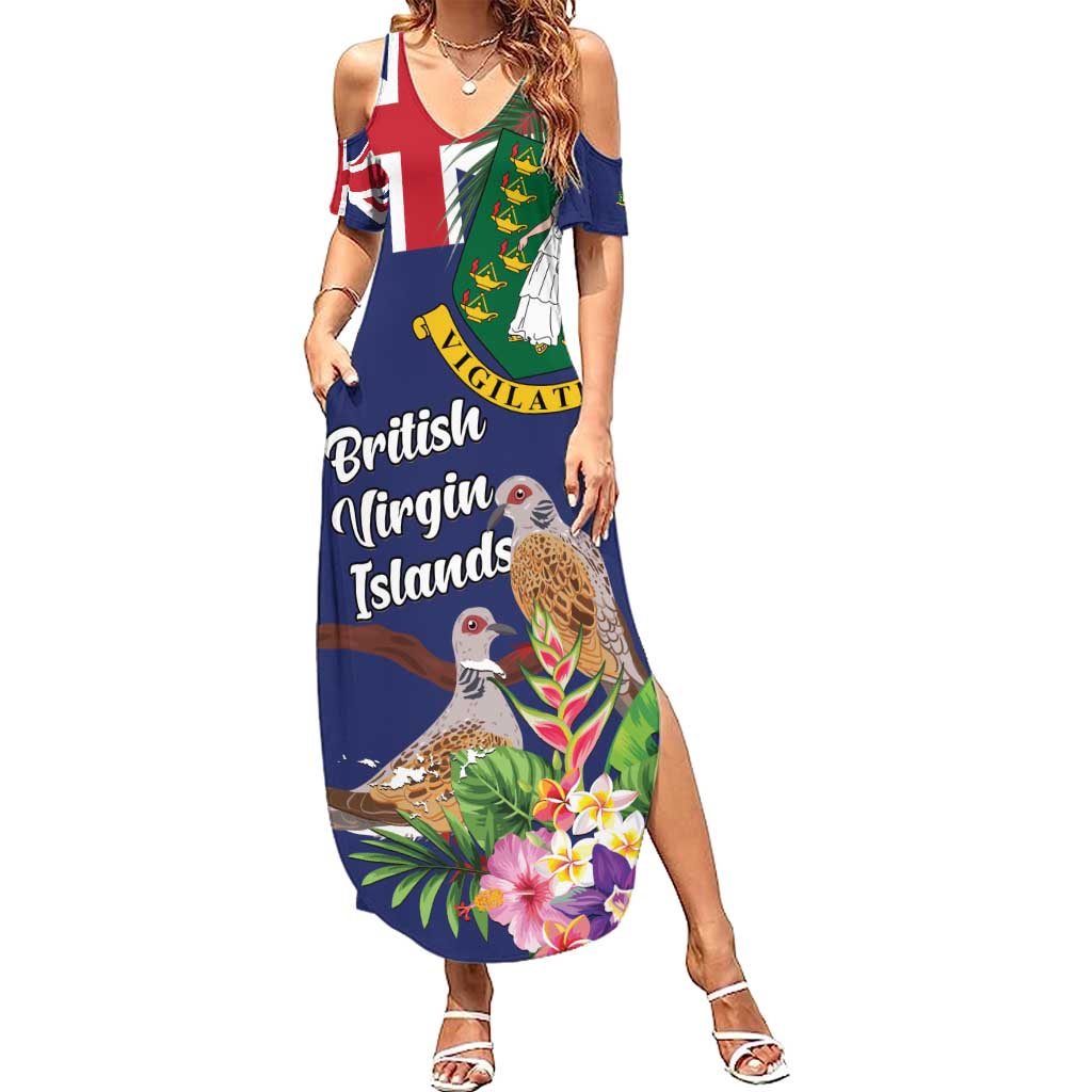 Personalised British Virgin Islands Summer Maxi Dress Two Turtle Doves Tropical Flowers