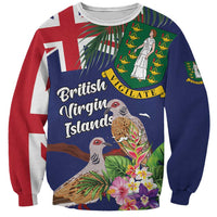 Personalised British Virgin Islands Sweatshirt Two Turtle Doves Tropical Flowers