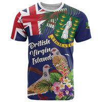 Personalised British Virgin Islands T Shirt Two Turtle Doves Tropical Flowers