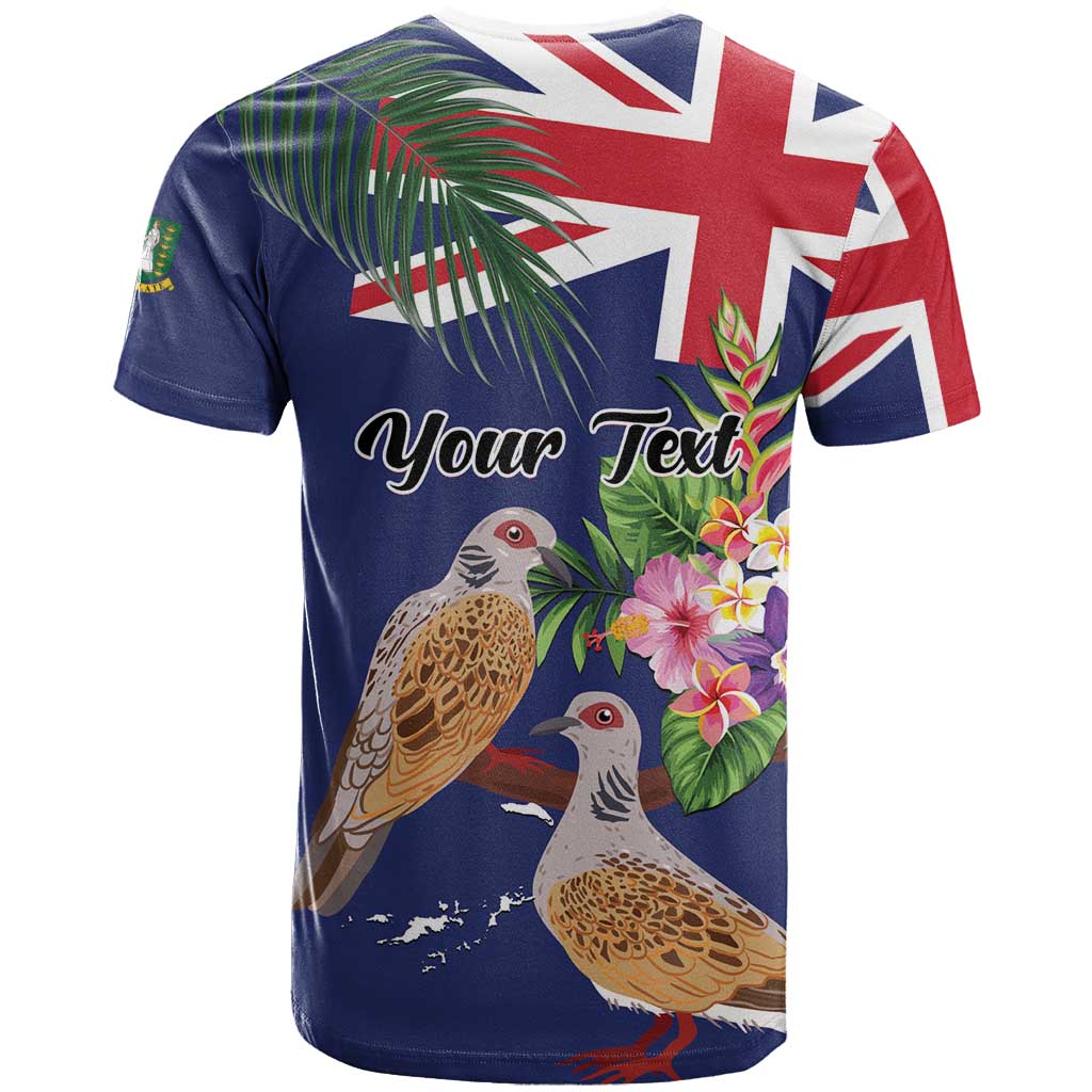 Personalised British Virgin Islands T Shirt Two Turtle Doves Tropical Flowers