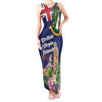 Personalised British Virgin Islands Tank Maxi Dress Two Turtle Doves Tropical Flowers