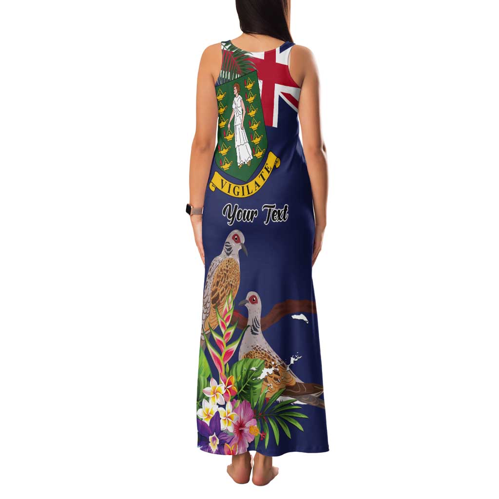 Personalised British Virgin Islands Tank Maxi Dress Two Turtle Doves Tropical Flowers