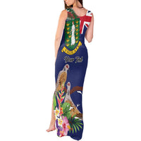 Personalised British Virgin Islands Tank Maxi Dress Two Turtle Doves Tropical Flowers
