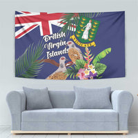 British Virgin Islands Tapestry Two Turtle Doves Tropical Flowers