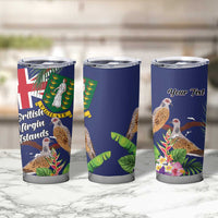 Personalised British Virgin Islands Tumbler Cup Two Turtle Doves Tropical Flowers