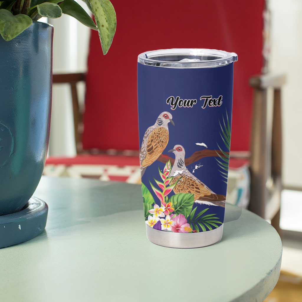 Personalised British Virgin Islands Tumbler Cup Two Turtle Doves Tropical Flowers
