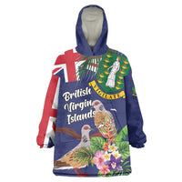 Personalised British Virgin Islands Wearable Blanket Hoodie Two Turtle Doves Tropical Flowers