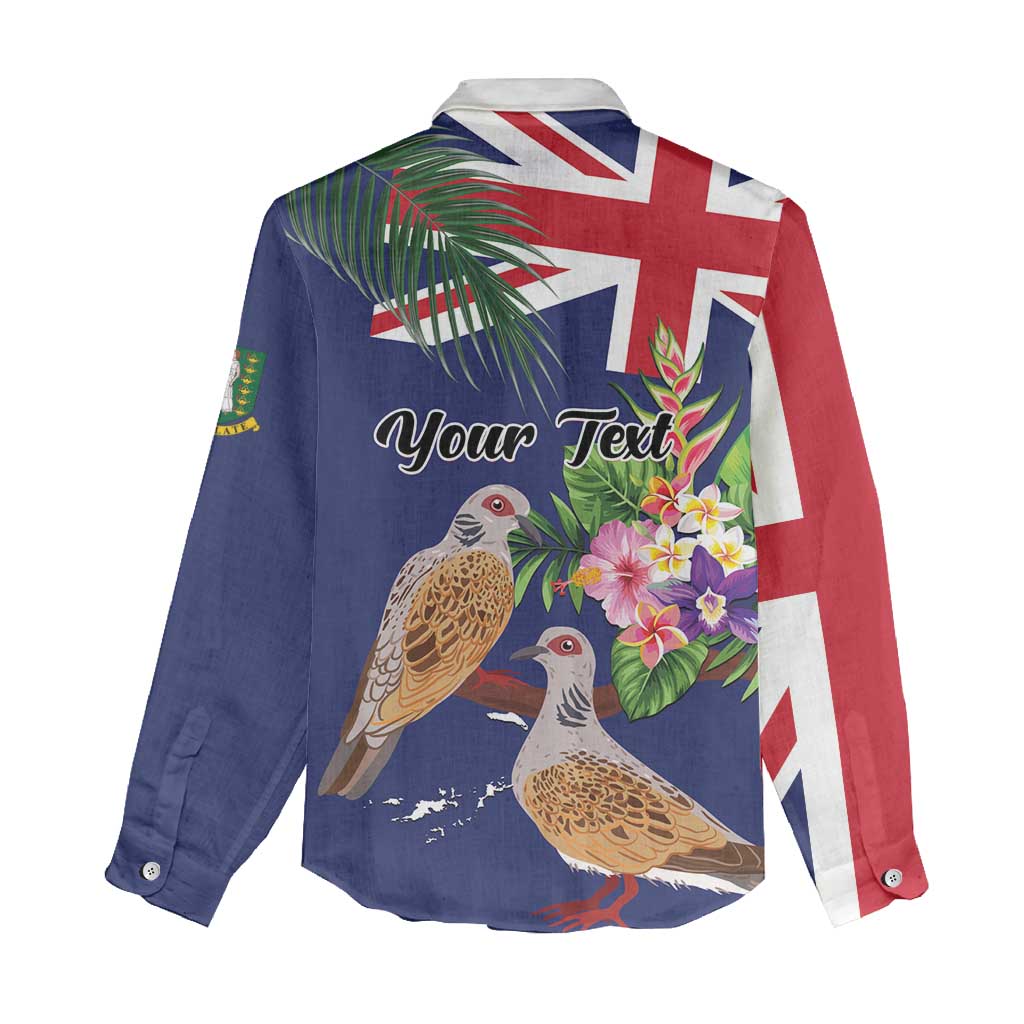 Personalised British Virgin Islands Women Casual Shirt Two Turtle Doves Tropical Flowers