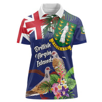 Personalised British Virgin Islands Women Polo Shirt Two Turtle Doves Tropical Flowers