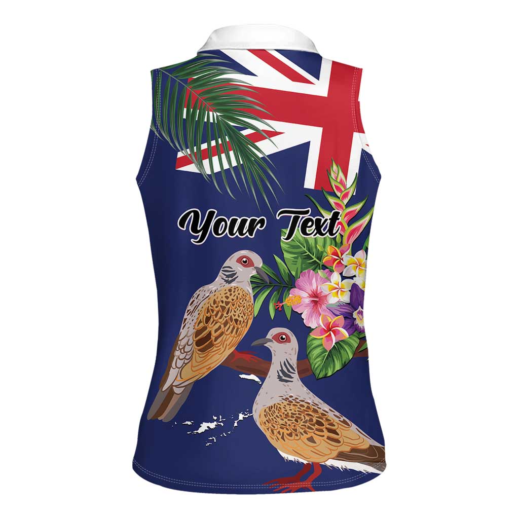 Personalised British Virgin Islands Women Sleeveless Polo Shirt Two Turtle Doves Tropical Flowers
