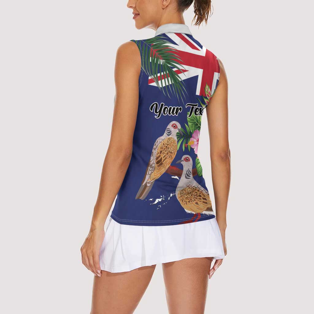 Personalised British Virgin Islands Women Sleeveless Polo Shirt Two Turtle Doves Tropical Flowers