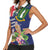 Personalised British Virgin Islands Women Sleeveless Polo Shirt Two Turtle Doves Tropical Flowers