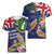 Personalised British Virgin Islands Women V-Neck T-Shirt Two Turtle Doves Tropical Flowers