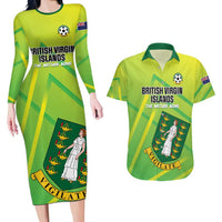 Custom British Virgin Islands Football Couples Matching Long Sleeve Bodycon Dress and Hawaiian Shirt Come On The Nature Boys
