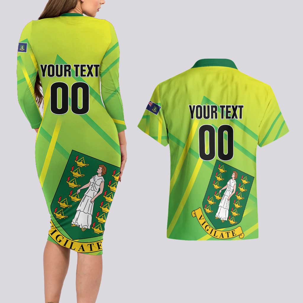 Custom British Virgin Islands Football Couples Matching Long Sleeve Bodycon Dress and Hawaiian Shirt Come On The Nature Boys