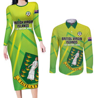 Custom British Virgin Islands Football Couples Matching Long Sleeve Bodycon Dress and Long Sleeve Button Shirt Come On The Nature Boys