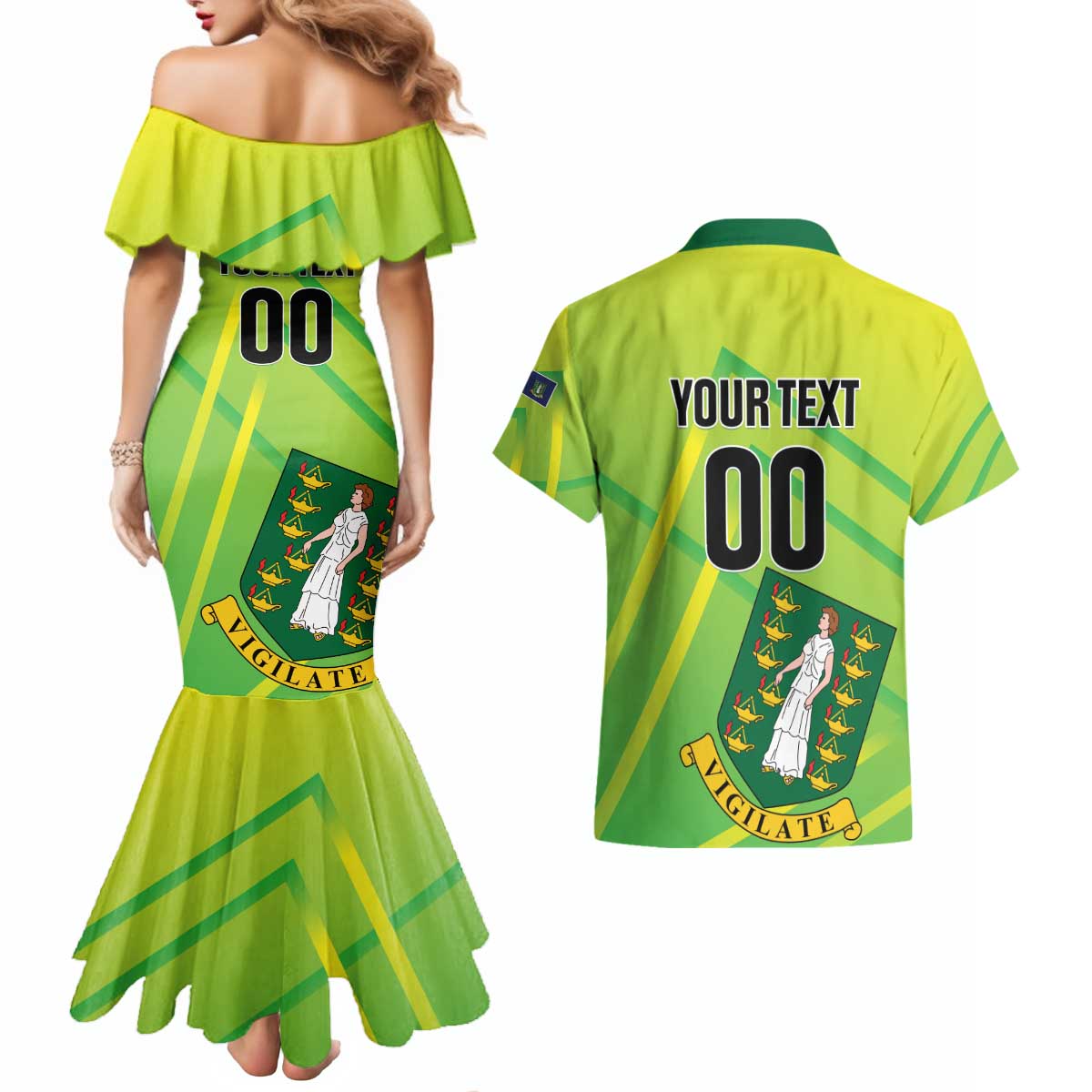 Custom British Virgin Islands Football Couples Matching Mermaid Dress and Hawaiian Shirt Come On The Nature Boys