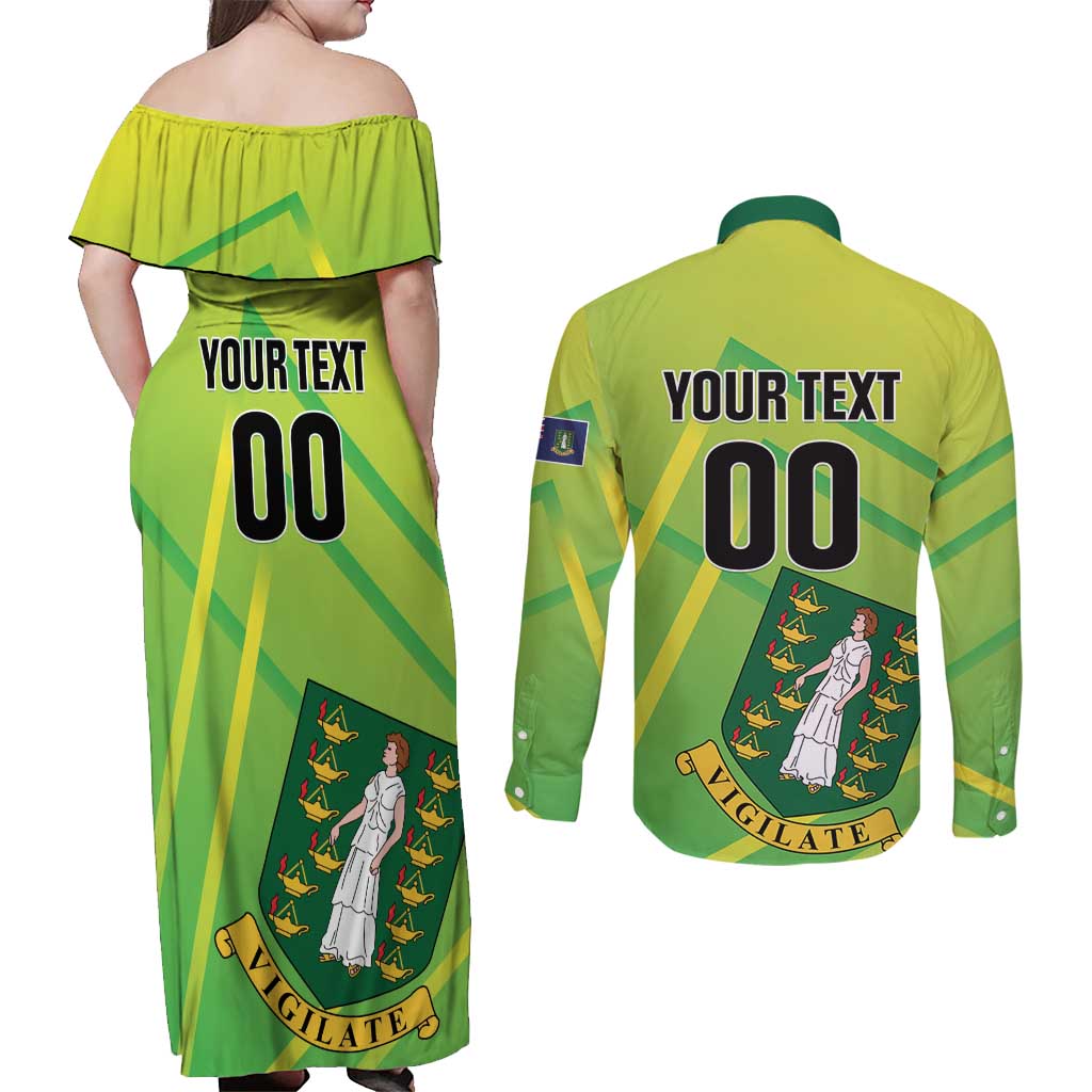 Custom British Virgin Islands Football Couples Matching Off Shoulder Maxi Dress and Long Sleeve Button Shirt Come On The Nature Boys