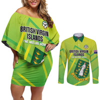Custom British Virgin Islands Football Couples Matching Off Shoulder Short Dress and Long Sleeve Button Shirt Come On The Nature Boys