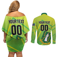 Custom British Virgin Islands Football Couples Matching Off Shoulder Short Dress and Long Sleeve Button Shirt Come On The Nature Boys