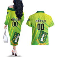 Custom British Virgin Islands Football Couples Matching Off The Shoulder Long Sleeve Dress and Hawaiian Shirt Come On The Nature Boys