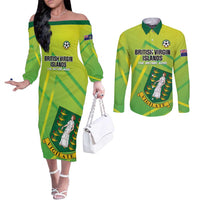 Custom British Virgin Islands Football Couples Matching Off The Shoulder Long Sleeve Dress and Long Sleeve Button Shirt Come On The Nature Boys
