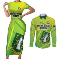 Custom British Virgin Islands Football Couples Matching Short Sleeve Bodycon Dress and Long Sleeve Button Shirt Come On The Nature Boys