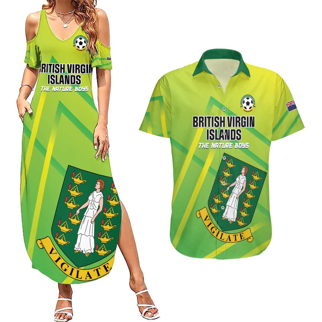 Custom British Virgin Islands Football Couples Matching Summer Maxi Dress and Hawaiian Shirt Come On The Nature Boys