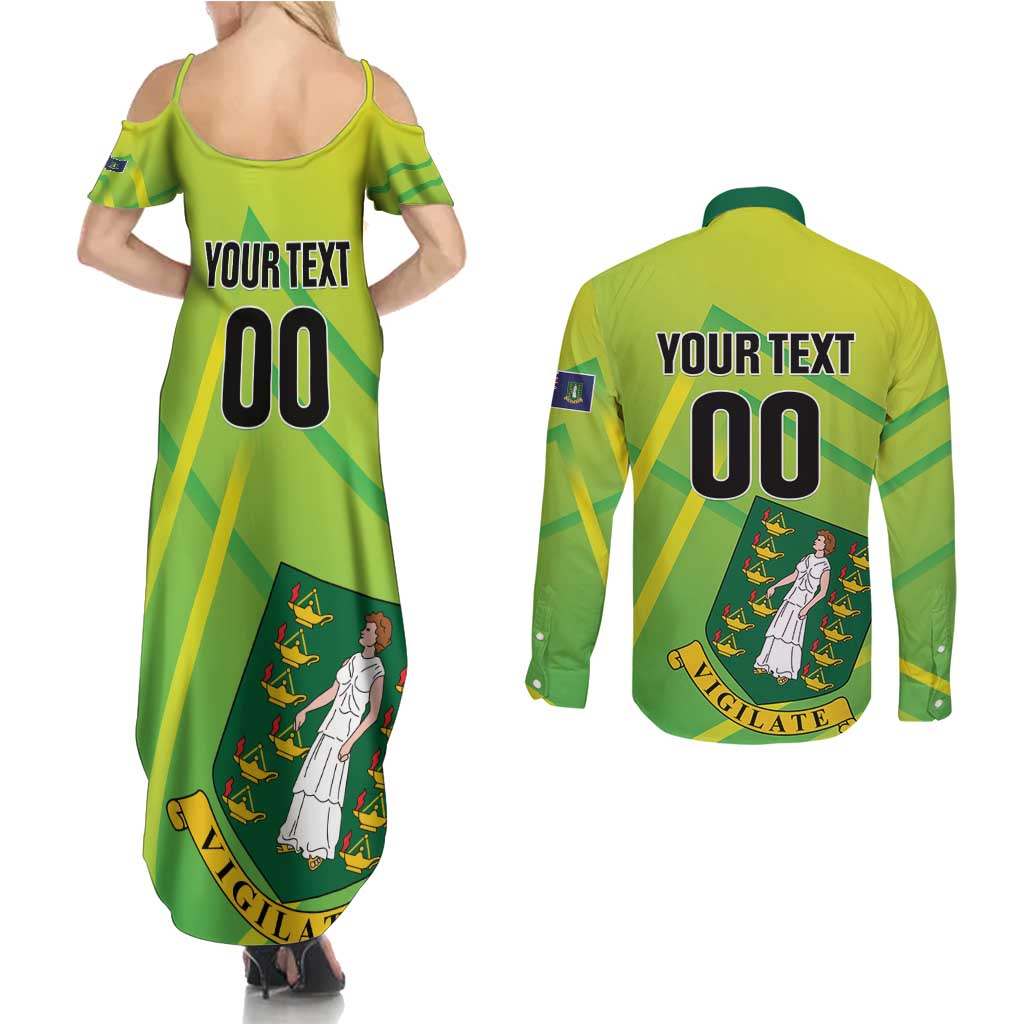 Custom British Virgin Islands Football Couples Matching Summer Maxi Dress and Long Sleeve Button Shirt Come On The Nature Boys