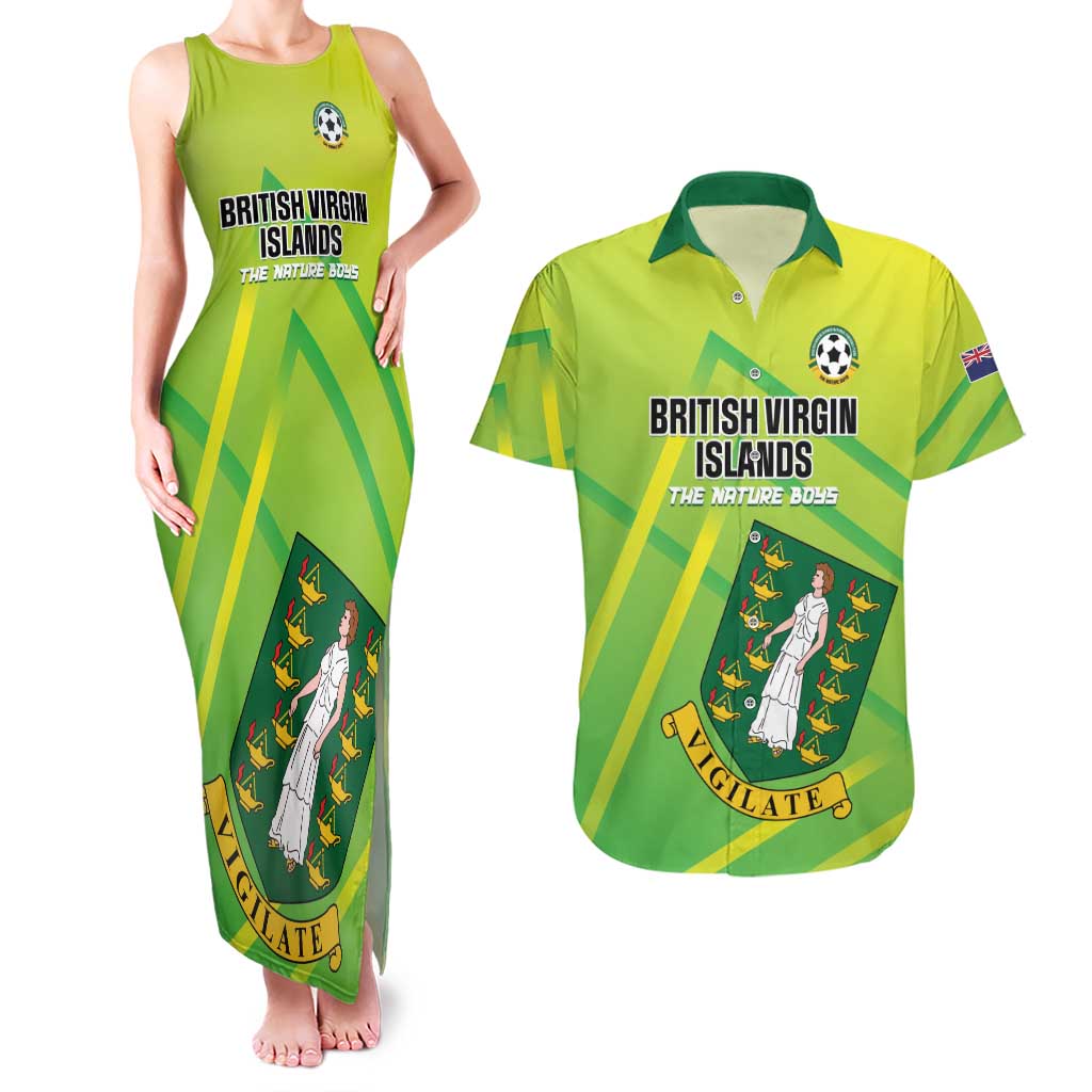 Custom British Virgin Islands Football Couples Matching Tank Maxi Dress and Hawaiian Shirt Come On The Nature Boys