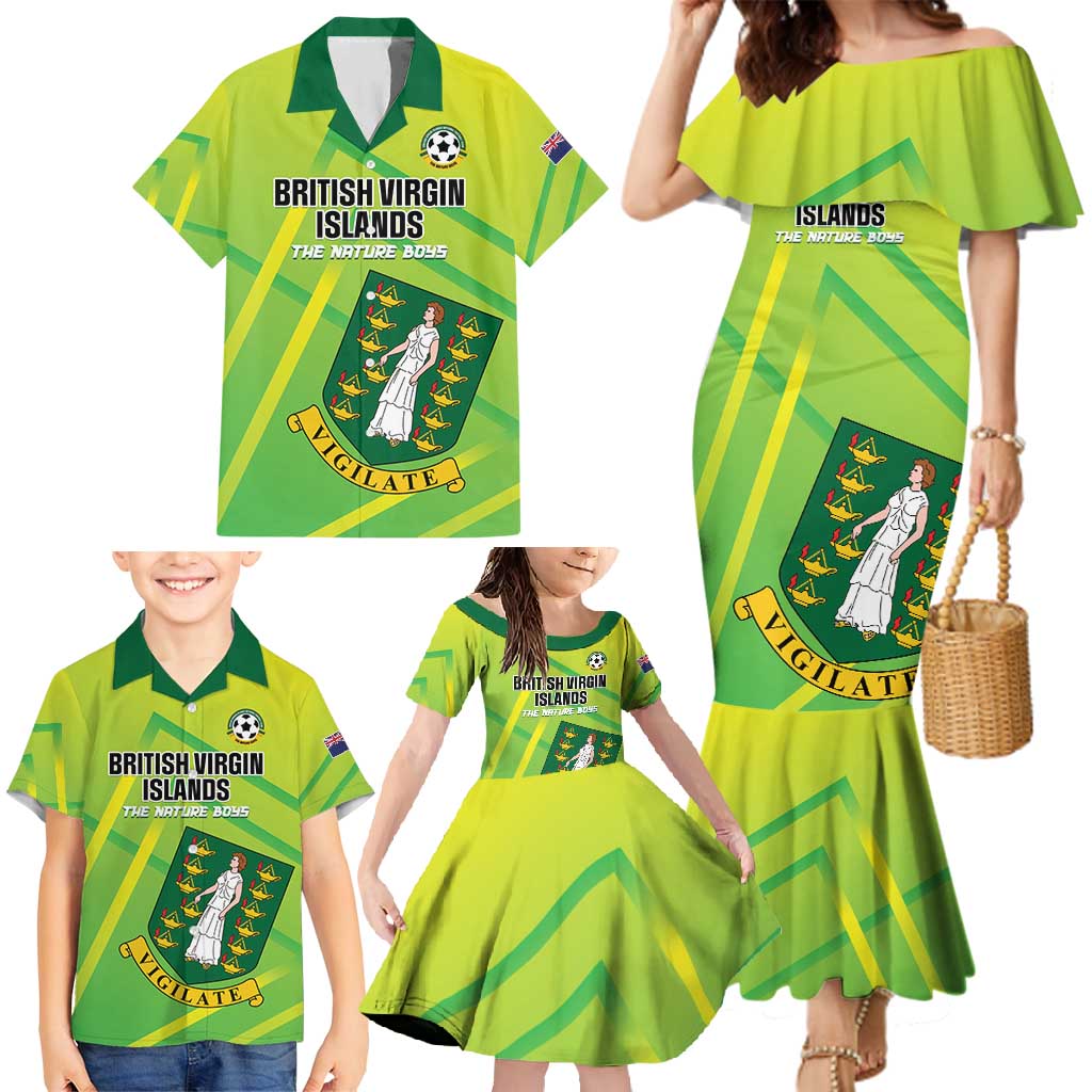 Custom British Virgin Islands Football Family Matching Mermaid Dress and Hawaiian Shirt Come On The Nature Boys