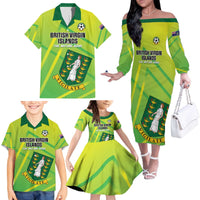 Custom British Virgin Islands Football Family Matching Off The Shoulder Long Sleeve Dress and Hawaiian Shirt Come On The Nature Boys