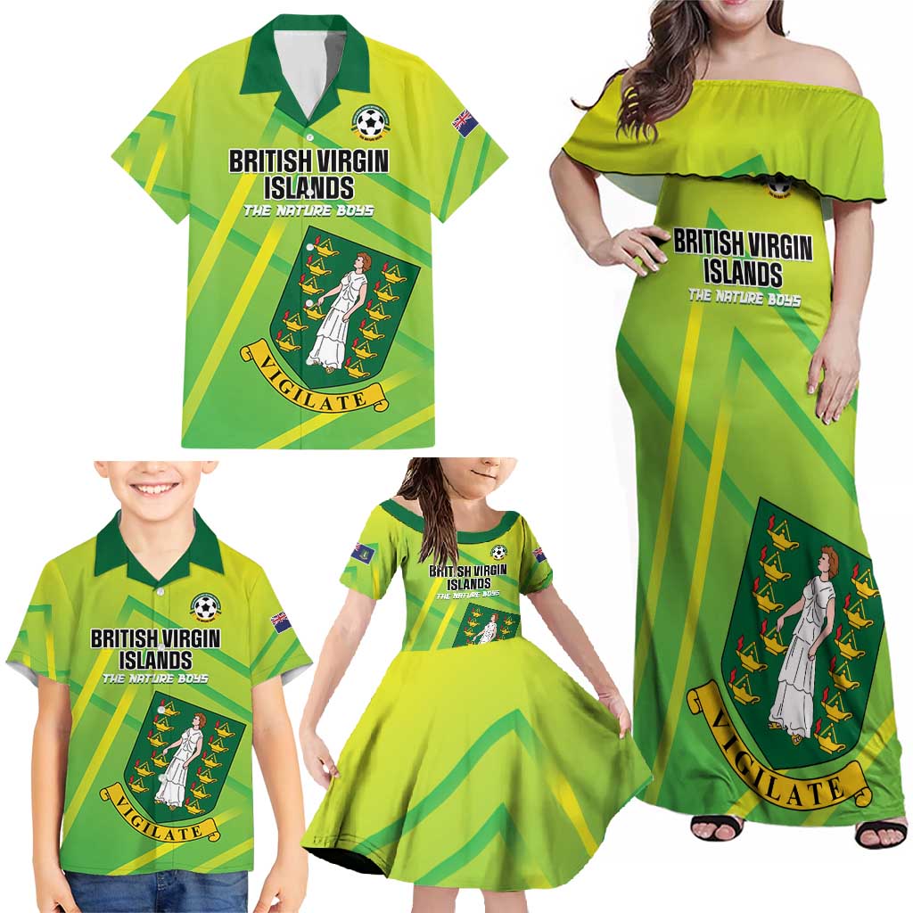 Custom British Virgin Islands Football Family Matching Off Shoulder Maxi Dress and Hawaiian Shirt Come On The Nature Boys