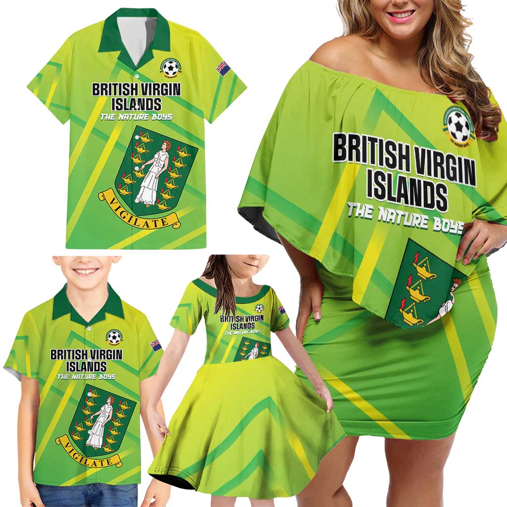 Custom British Virgin Islands Football Family Matching Off Shoulder Short Dress and Hawaiian Shirt Come On The Nature Boys