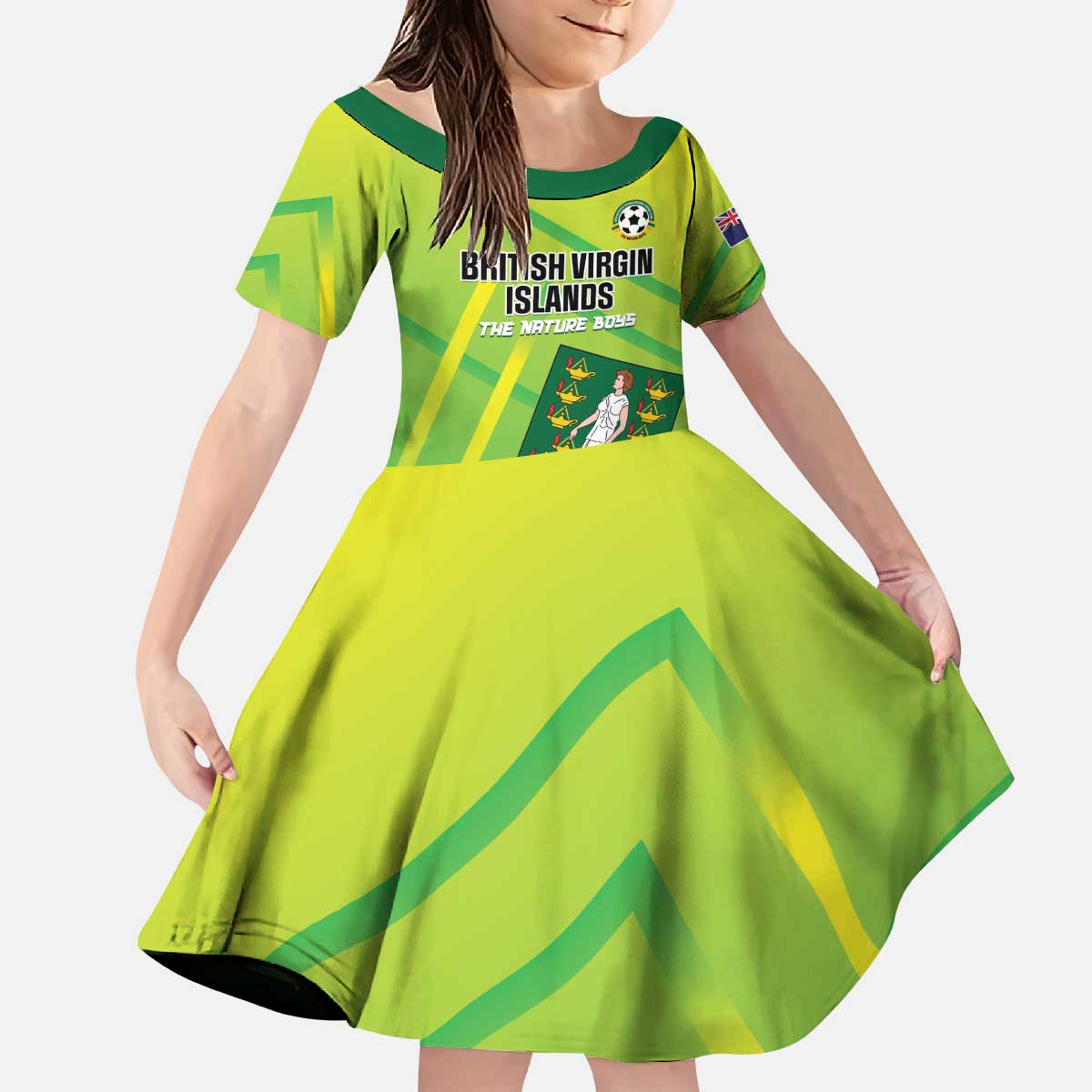 Custom British Virgin Islands Football Kid Short Sleeve Dress Come On The Nature Boys