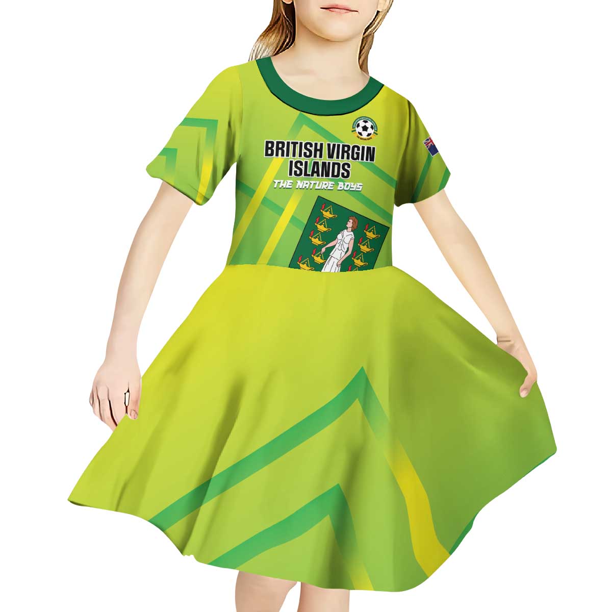 Custom British Virgin Islands Football Kid Short Sleeve Dress Come On The Nature Boys