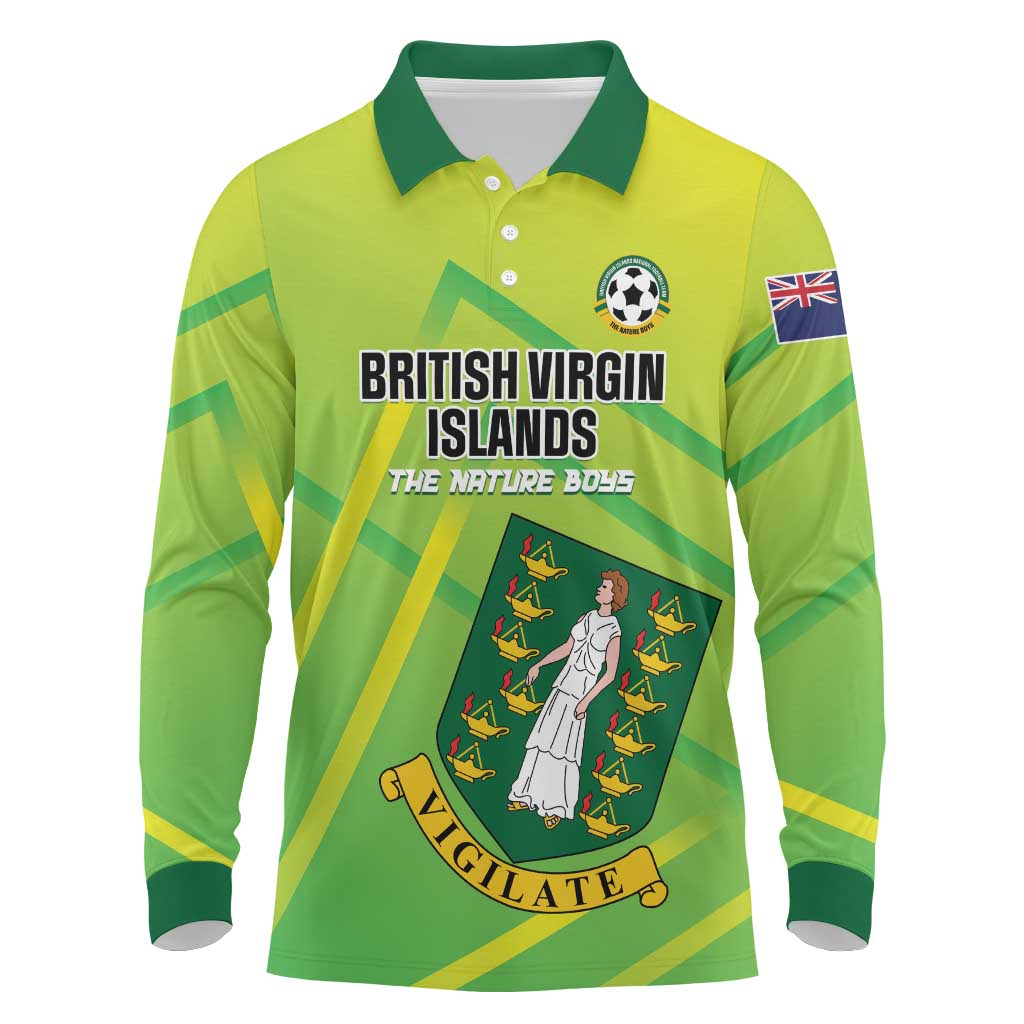 Custom British Virgin Islands Football Long Sleeve Polo Shirt Come On The Nature Boys