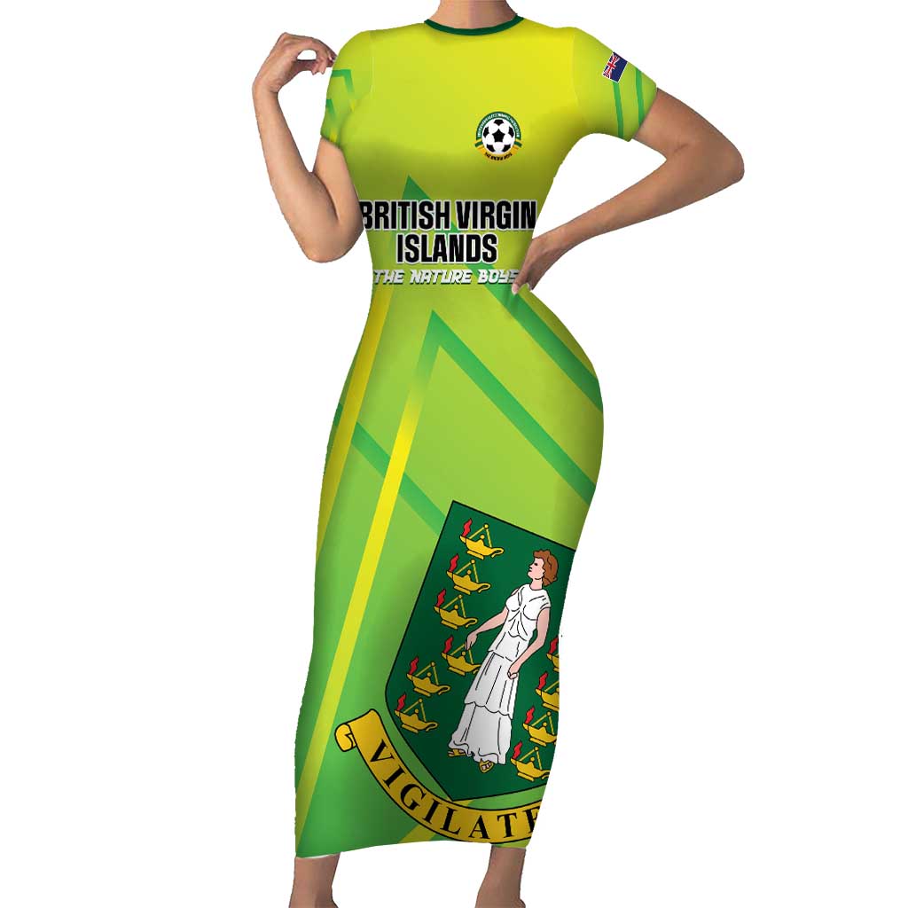 Custom British Virgin Islands Football Short Sleeve Bodycon Dress Come On The Nature Boys