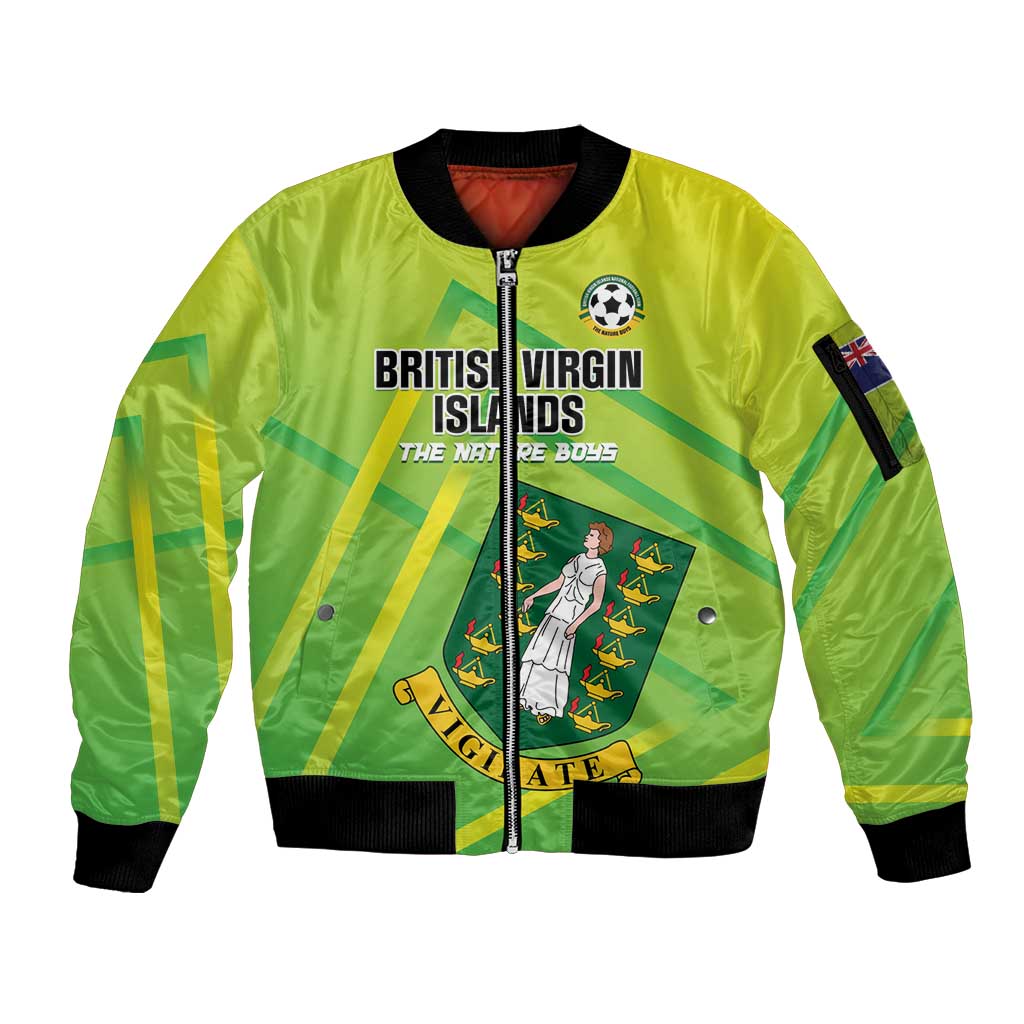 Custom British Virgin Islands Football Sleeve Zip Bomber Jacket Come On The Nature Boys
