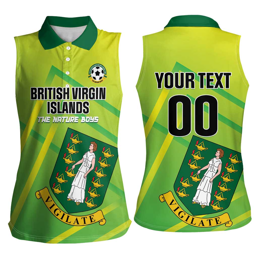 Custom British Virgin Islands Football Women Sleeveless Polo Shirt Come On The Nature Boys