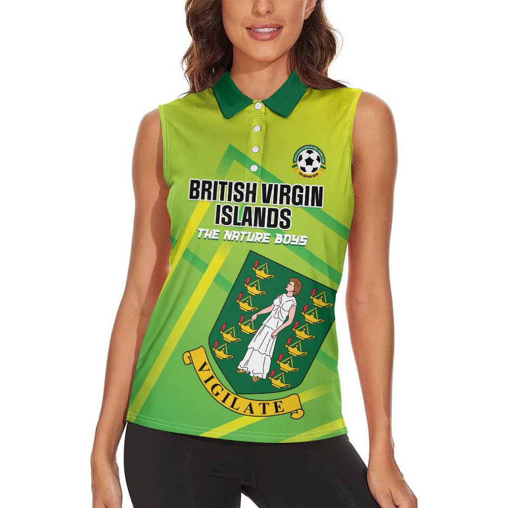 Custom British Virgin Islands Football Women Sleeveless Polo Shirt Come On The Nature Boys
