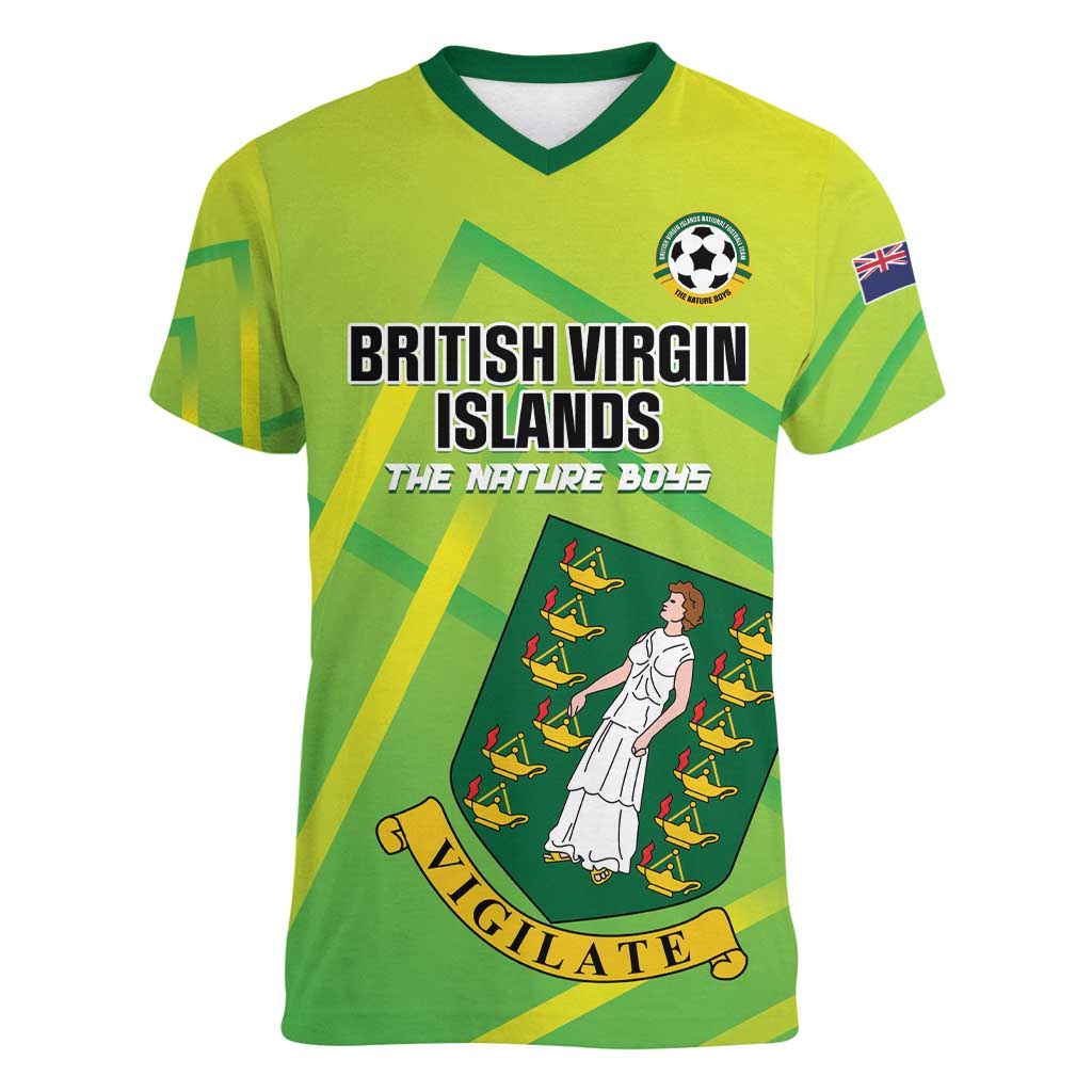 Custom British Virgin Islands Football Women V-Neck T-Shirt Come On The Nature Boys