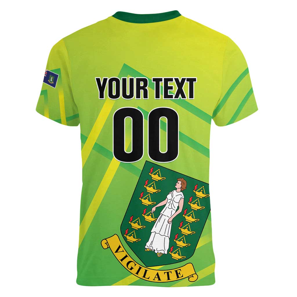 Custom British Virgin Islands Football Women V-Neck T-Shirt Come On The Nature Boys