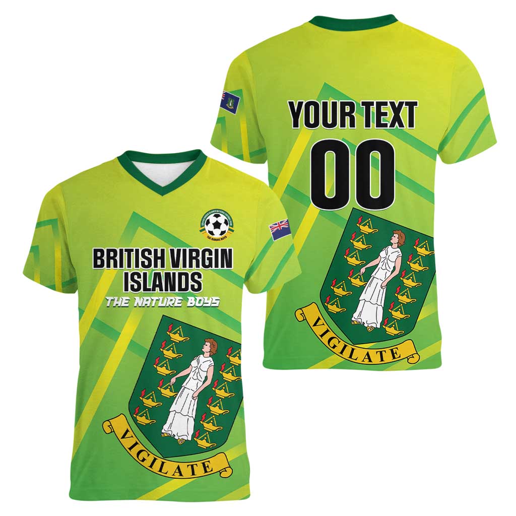 Custom British Virgin Islands Football Women V-Neck T-Shirt Come On The Nature Boys