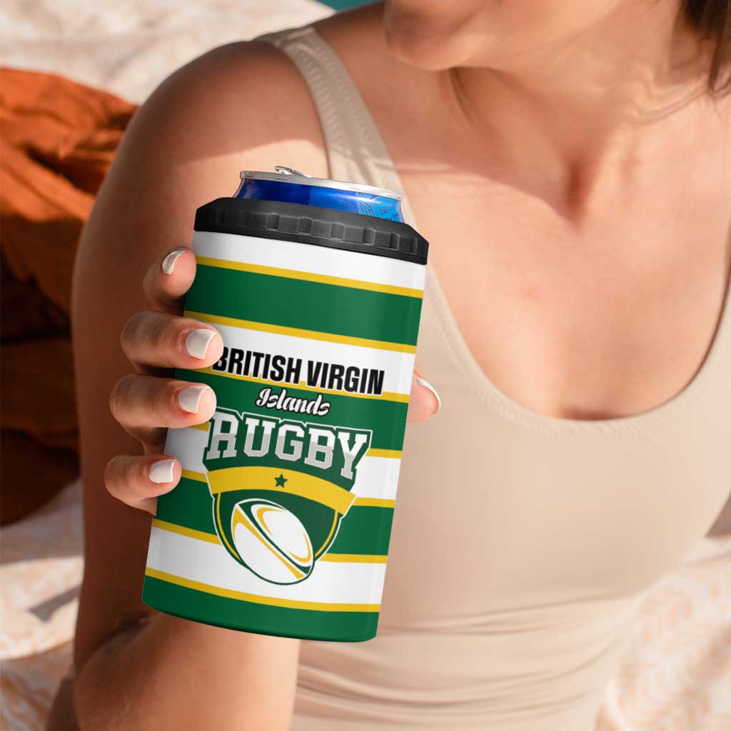 Custom British Virgin Islands Rugby 4 in 1 Can Cooler Tumbler Team BVI Go Champions